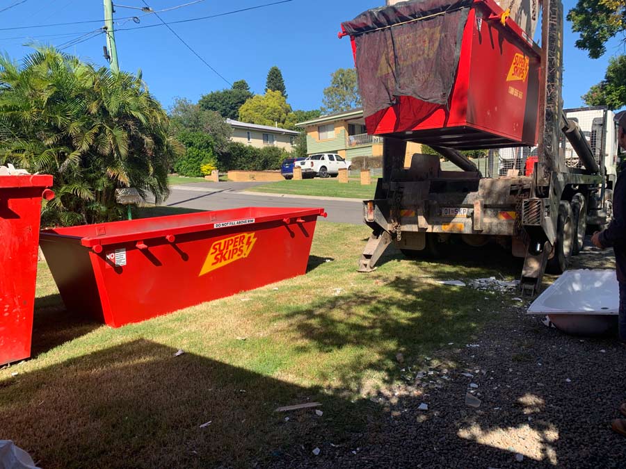 skip getting loaded onto the back of a truck